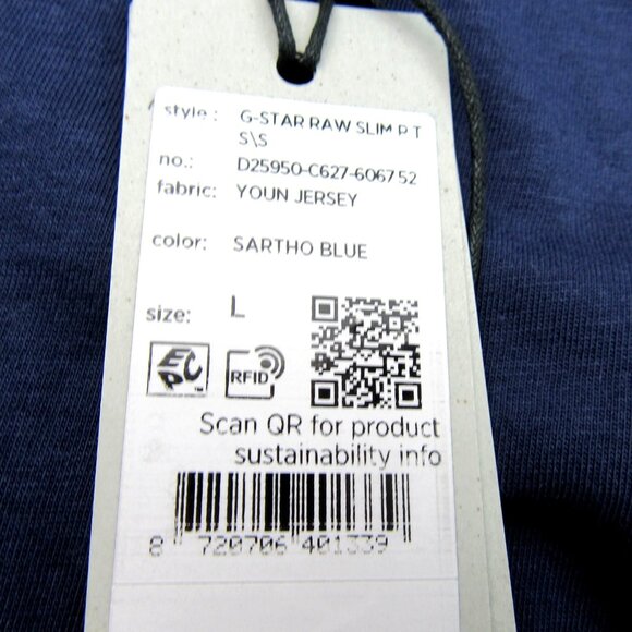 G-Star Raw Blue Graphic Script Short Sleeve T-Shirt Men's Size Large Tee NEW - Picture 8 of 12